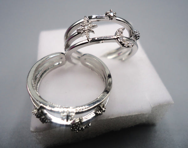 silver ring for girls free size 1pcs