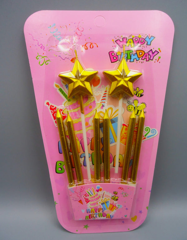 6 Pcs Candles for Birthday Cake - Golden Decorative Candles