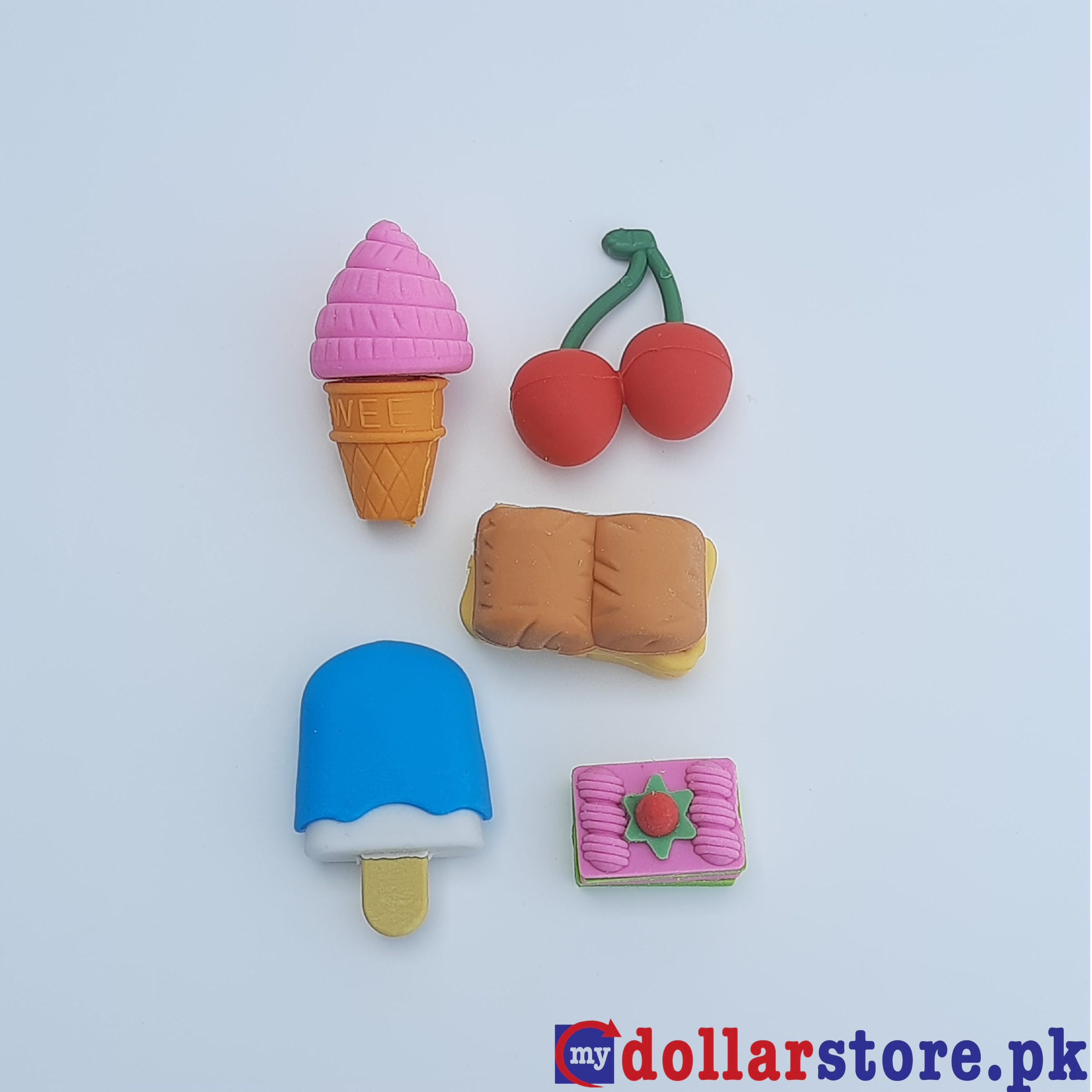 Ice Cream Cones Eraser and Fruit or Bed Erasers for School mydollarstore