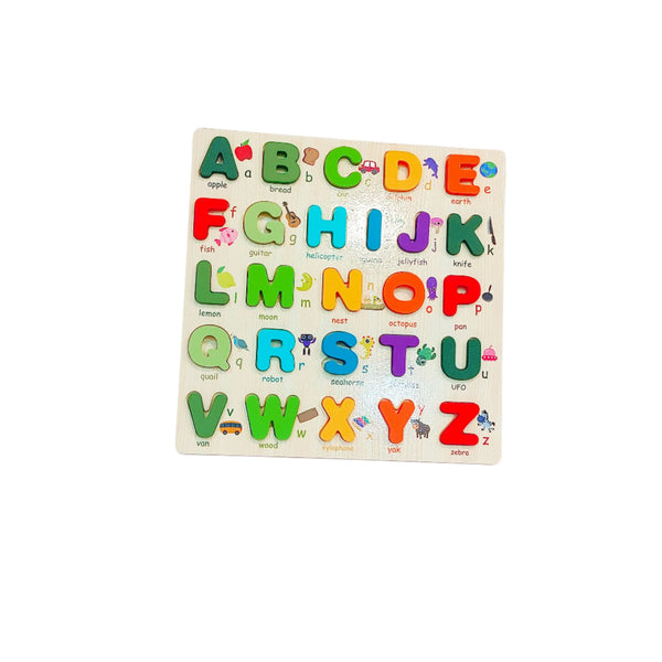 Wooden ABC 3D Alphabet Chuncky Peg Board Toy-Letter Matching Puzzle