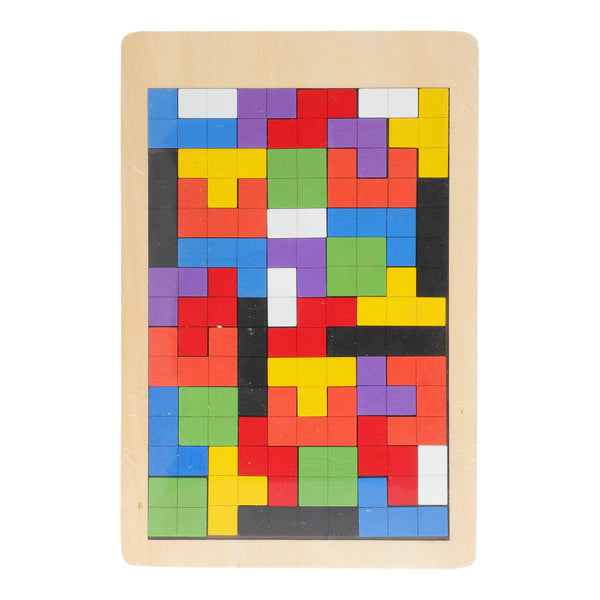 Wood Intelligence Puzzle Bricks / Colourful Wooden Bricks Puzzle For Kids / Colour Puzzle World Wooden Pattern Blocks 60 Pieces