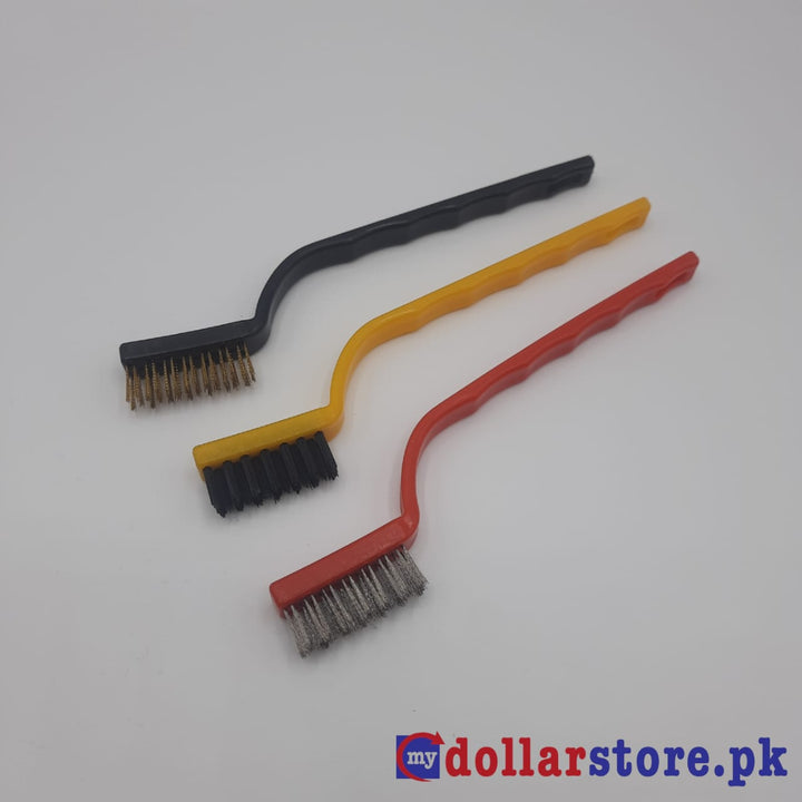 3 Pcs Black Yellow Red Nonslip Plastic Handle Metal Wired Cleaning Brushes - mydollarstore