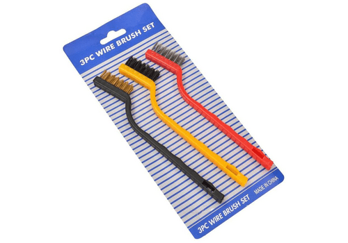 3 Pcs Black Yellow Red Nonslip Plastic Handle Metal Wired Cleaning Brushes - mydollarstore