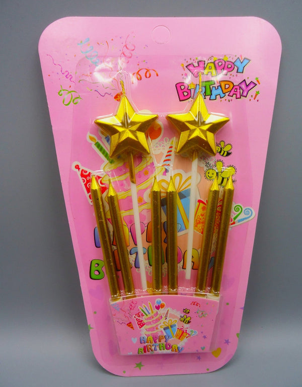 6 Pcs Candles for Birthday Cake - Golden Decorative Candles - mydollarstore