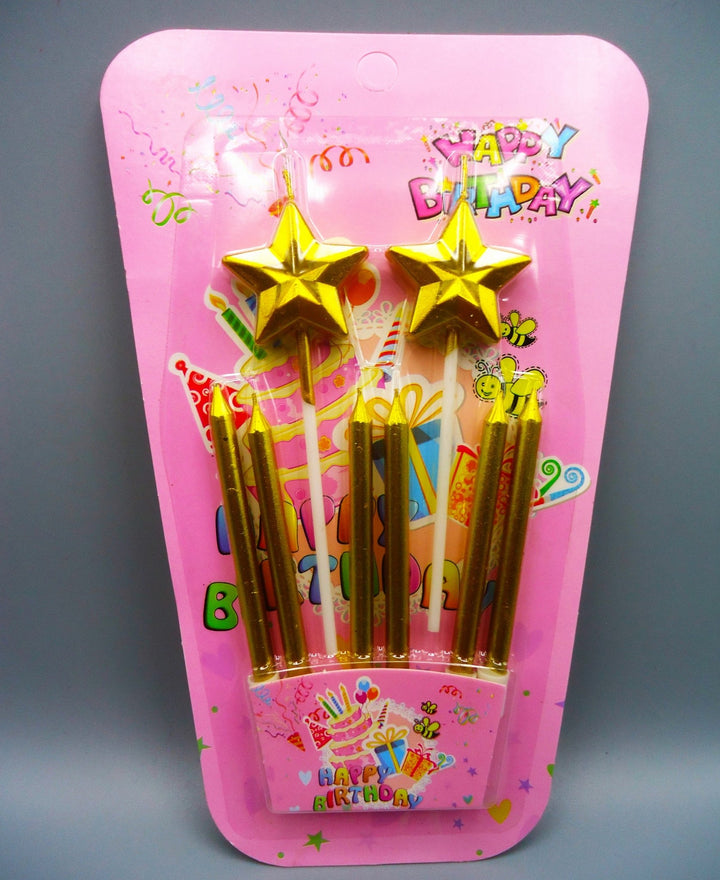 6 Pcs Candles for Birthday Cake - Golden Decorative Candles - mydollarstore