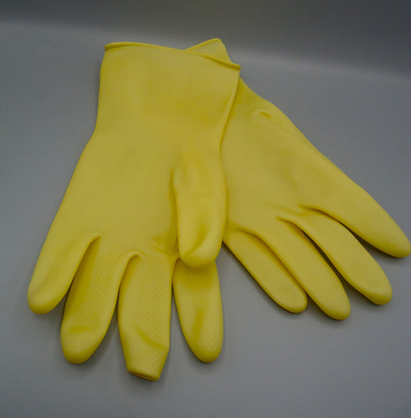 Yellow household gloves