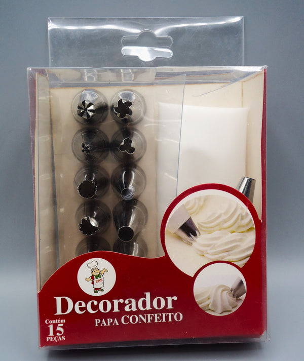 Techmanistan 15 Piece's Cake Decorating Kit - 13 Stainless Steel Nozzles With Reusable Piping Bag & 1 Couplers