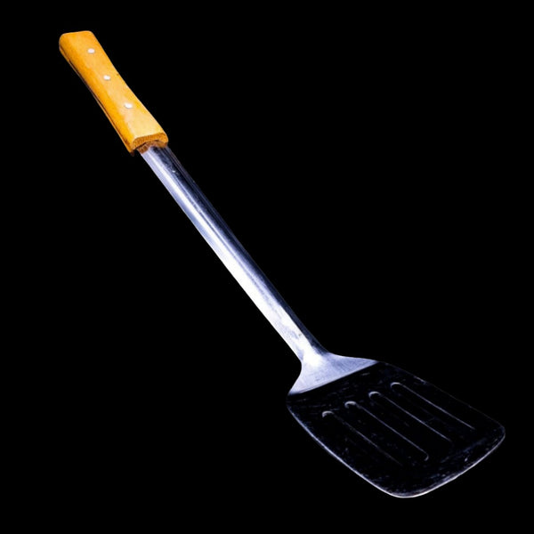 Spoon - Serving Spoon - Spatula - Palta - Frying Spoon - Stainless Steel Rice Palta with Wooden Handle