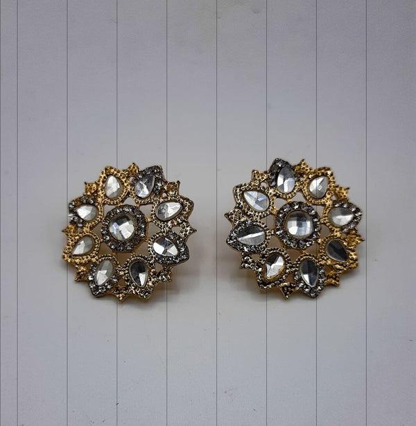 Wired Crystal Flower Earrings Sterling Silver Rhinestone Earrings