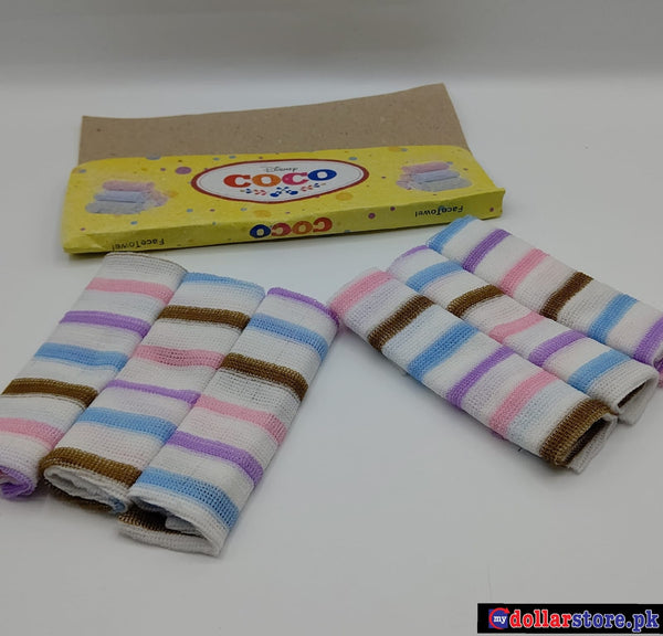 Pack of 6 Baby Soft Face Towel, Kids Napkins Multicolour
