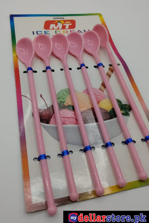 Ice Cream Spoons Plastic Multi-Color - 6 Pcs