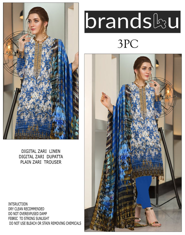 Brand4u Digital zari linen 3pcs
