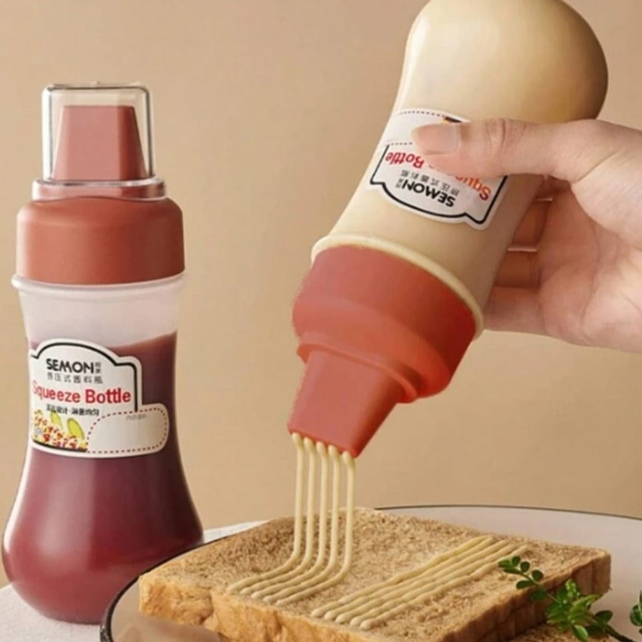 Multifunction 5 Holes Salad Squeeze Bottle Ketchup Container