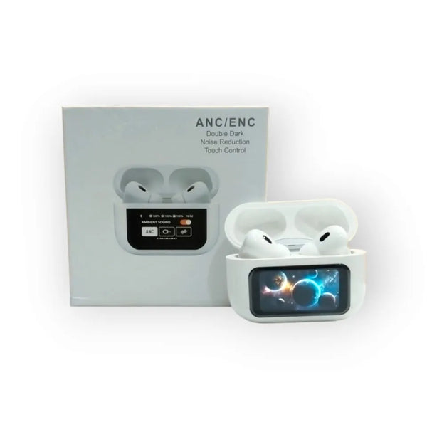 A9 Pro High Quality Sound, ANC/ENC Noise Reduction Wireless AirPods With Smart Touch Screen Contro