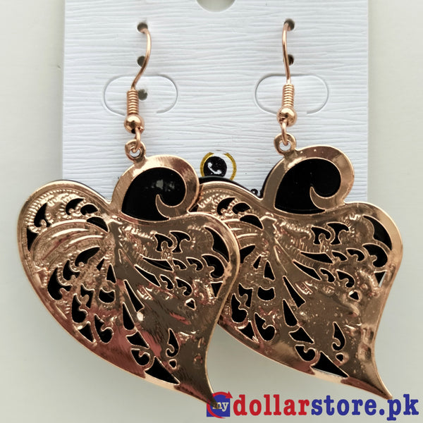 Leaf Shape Earrings - black & gold