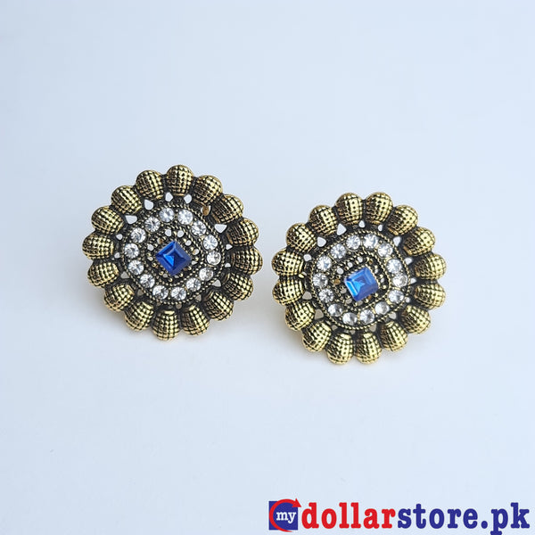 Floral diamond earrings golden